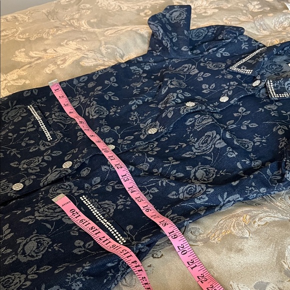 Eliza J Blue Floral Button-Down jeans Dress - Picture 14 of 16